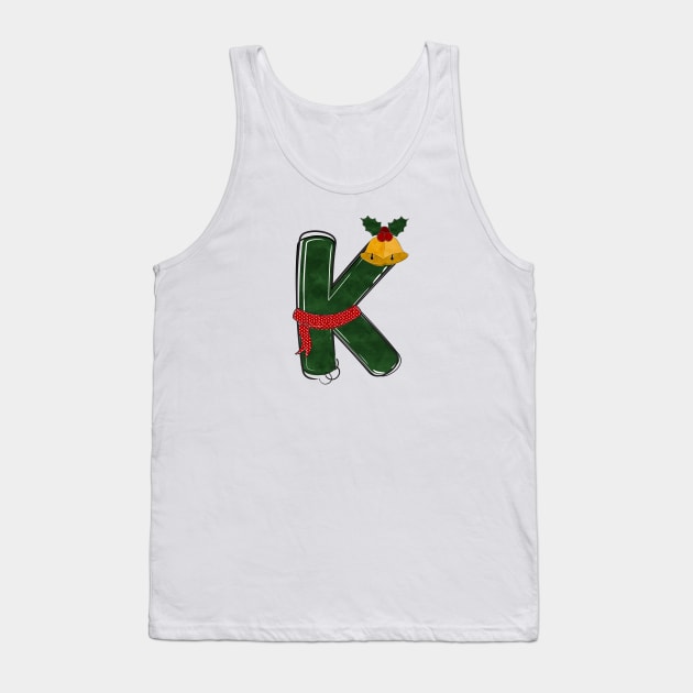 Letter K - Christmas Letter Tank Top by Pop Cult Store